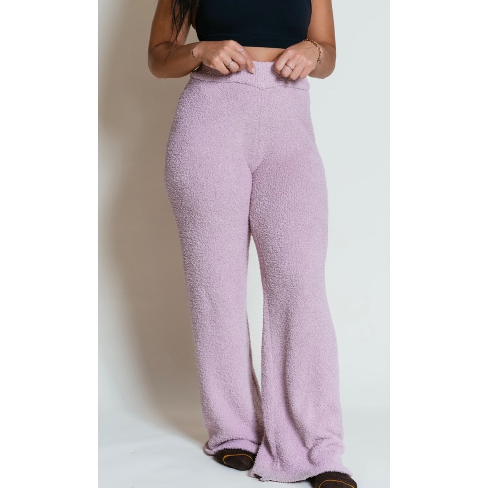 PINK Victorias Secret Light Purple High Waist Sherpa Flare Lounge Pants Size L